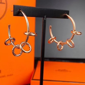 2020  Hermes 18K Rose Gold Platinum Earrings