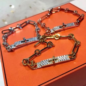 2023 Hermes Kelly 18k Gold Platinum Rose Gold Diamond Bracelet