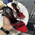 YSL women's shiny light leather high heel sandals