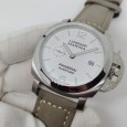 Panerai Luminor PAM01394 fully automatic mechanical movement with white Dial gray matte leather strap