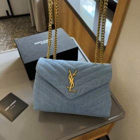 Y.S.L  College  chain envelope Denim Shoulder Bag(24cm)